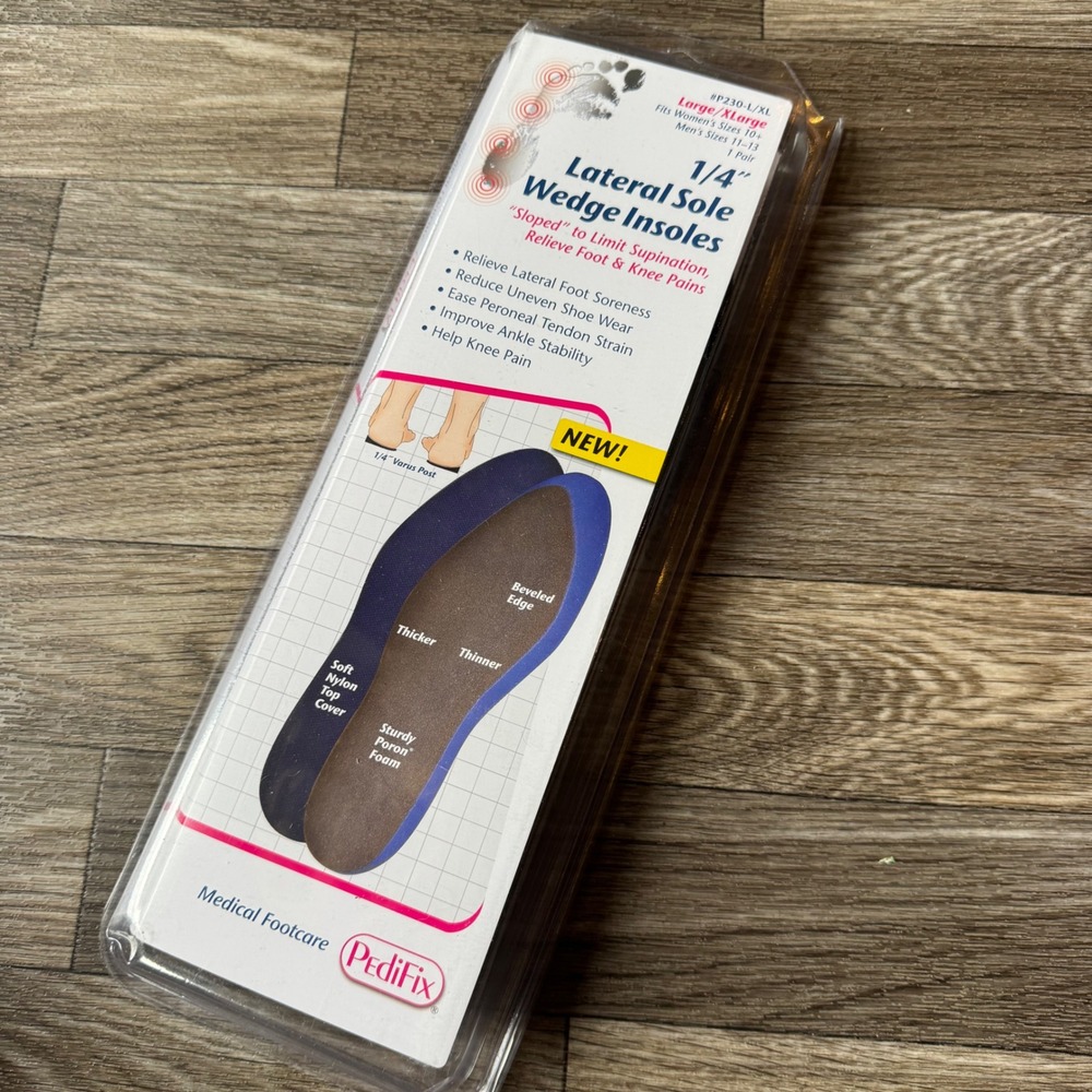 PediFix Lateral Sole Wedge Insoles L/XL Brown 1/4 Inch Supination Relief P230